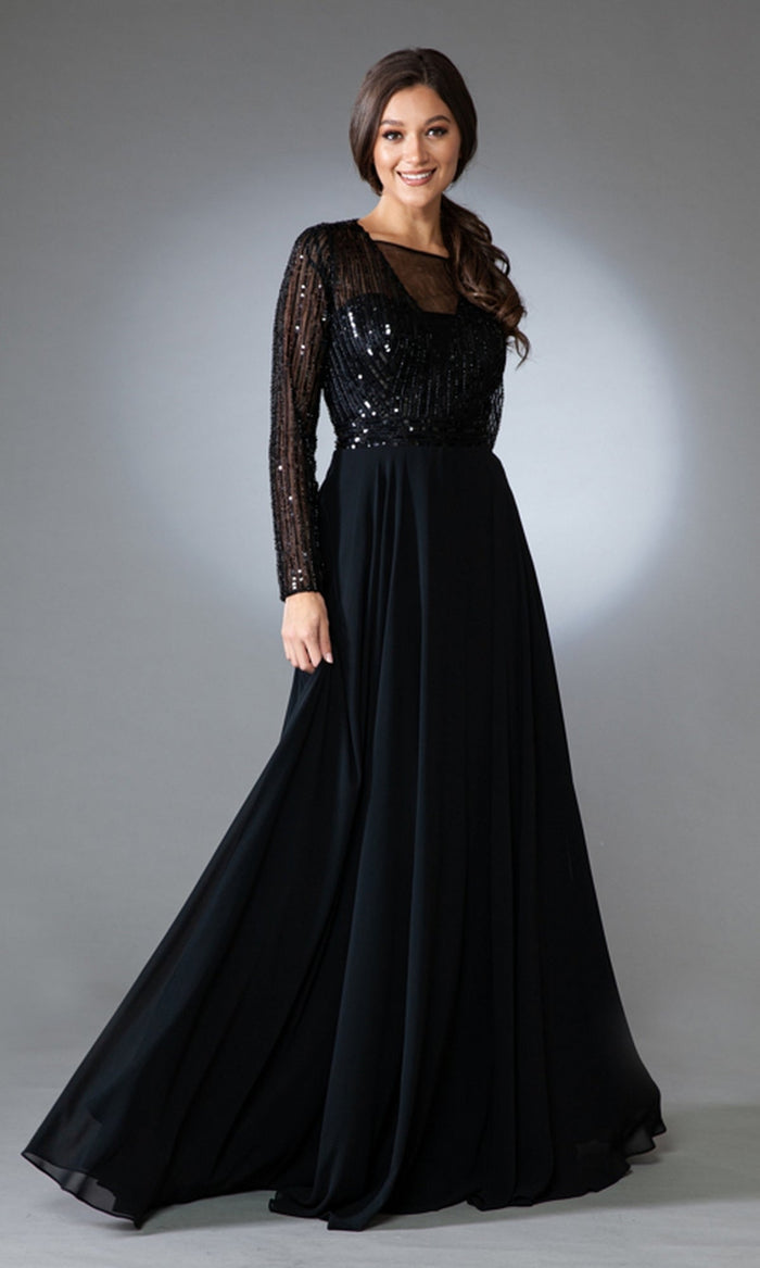 Black Amelia Couture Long Formal Dress 7036