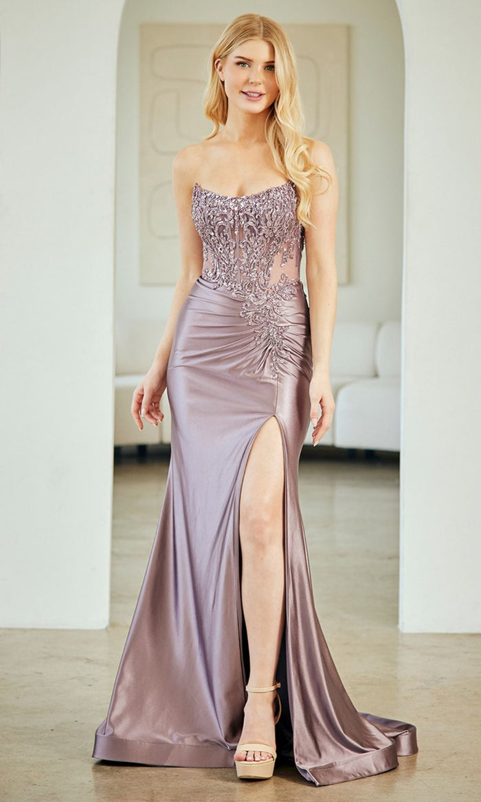 Victorian Purple Amelia Couture Long Prom Dress 8059