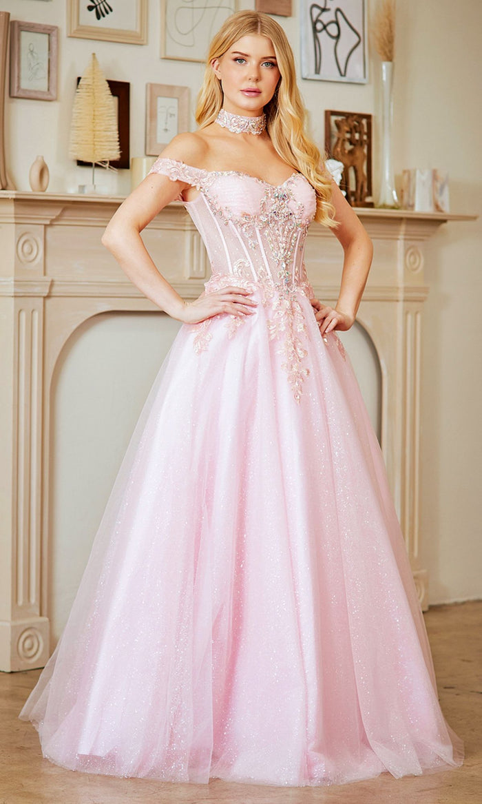 Pink Amelia Couture Long Prom Dress 8064