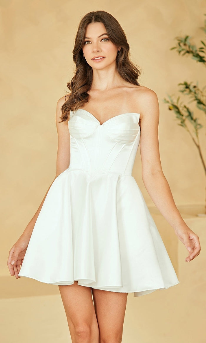 White Amelia Couture Short Party Dress 5082S