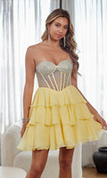 Yellow Amelia Couture Short Prom Dress 6136S