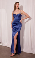 Soft Navy Amoris Long Formal Dress T608