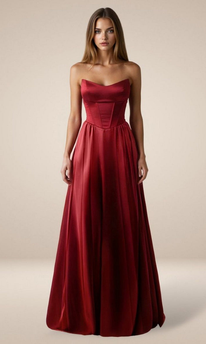 Burgundy Amoris Long Formal Dress T612