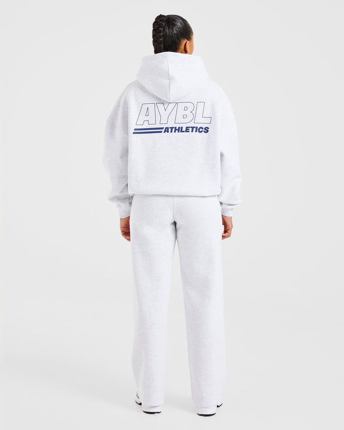 Athletics Track Oversized Straight Leg Joggers - Heather Grey/Navy