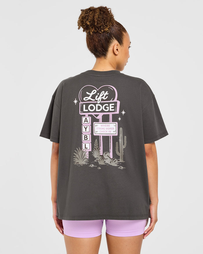 AYBL Lift Lodge Oversized T Shirt - Charcoal