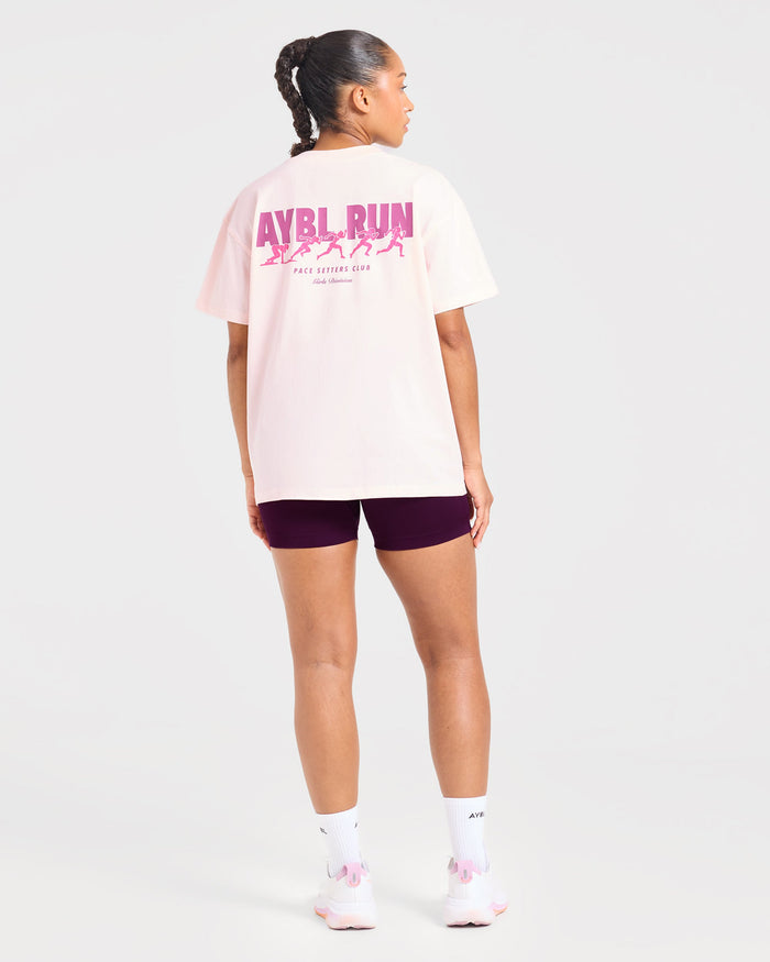 AYBL Run Oversized T Shirt - Baby Pink
