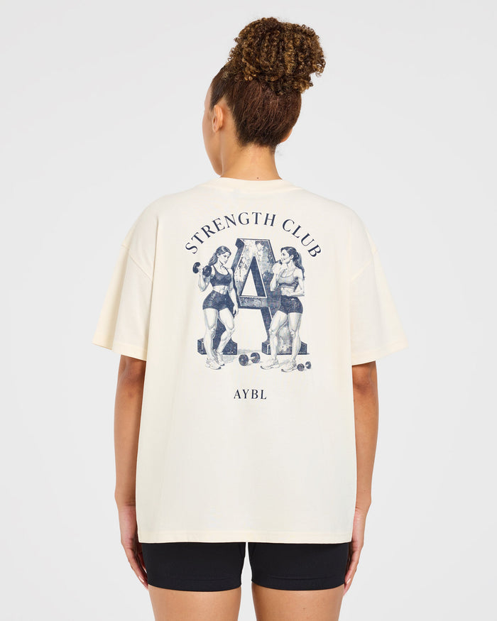 AYBL Strength Club Oversized T Shirt - Cream