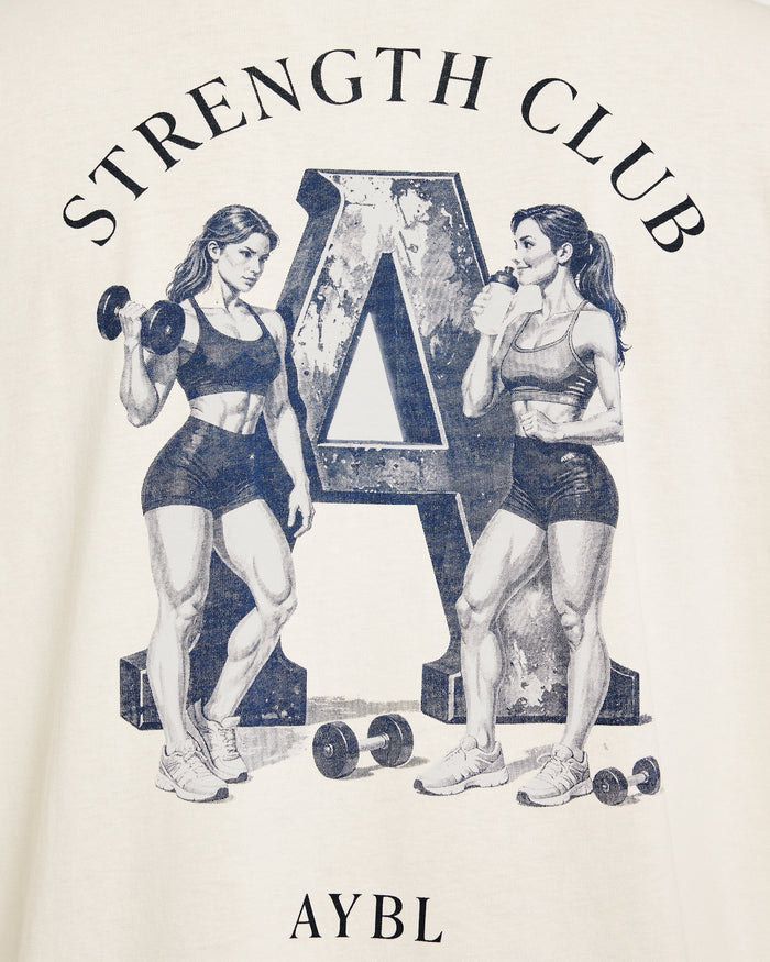 AYBL Strength Club Oversized T Shirt - Cream
