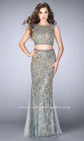 Gold/Multi Beaded Gold Long Two-Piece Gigi Prom Dress