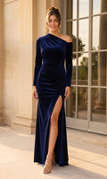 Navy Betsy & Adam Long Formal Dress A25329