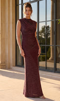 Wine/Gold Betsy & Adam Long Formal Dress A28415