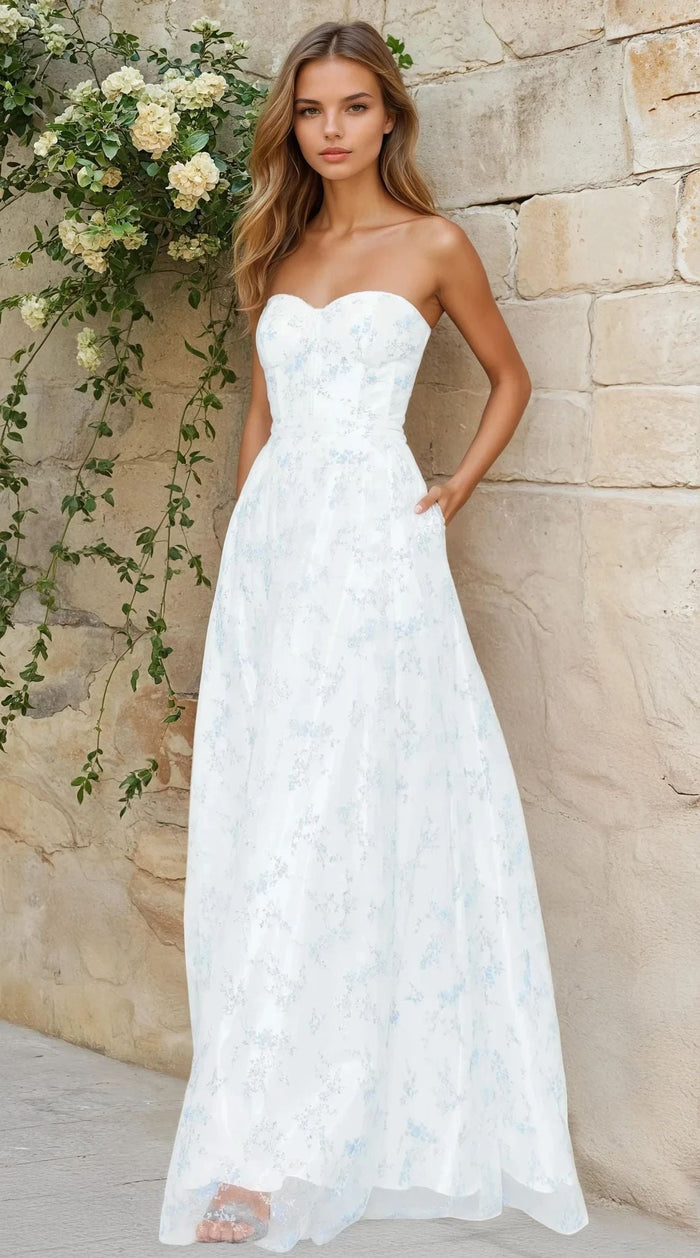 Ivory/Peri Blondie Nites Long Formal Dress 3024BN