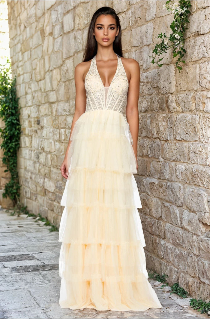 Yellow Blondie Nites Long Formal Dress 5349BN