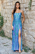 Aqua Multi Blondie Nites Long Formal Dress 5493BN