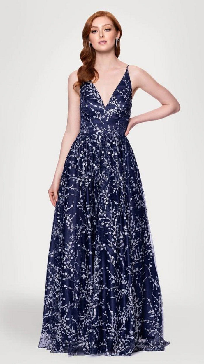 Navy/Periwinkle Blondie Nites Long Prom Dress 5386BN