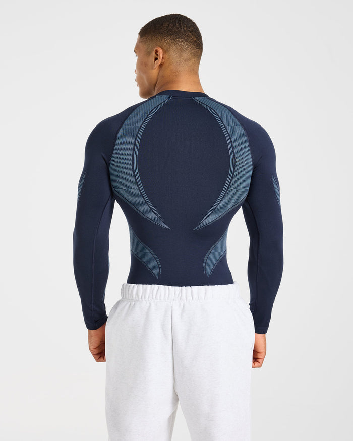 Charge Seamless Long Sleeve T Shirt - Navy