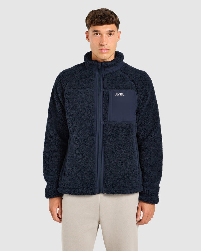Classic Zip Up Fleece Jacket - Navy