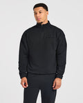 Effortless Oversized 1/4 Zip Pullover - Black