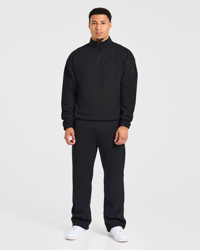 Effortless Oversized 1/4 Zip Pullover - Black