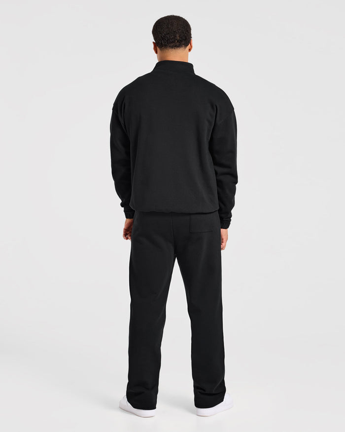 Effortless Oversized 1/4 Zip Pullover - Black