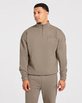 Effortless Oversized 1/4 Zip Pullover - Deep Ecru
