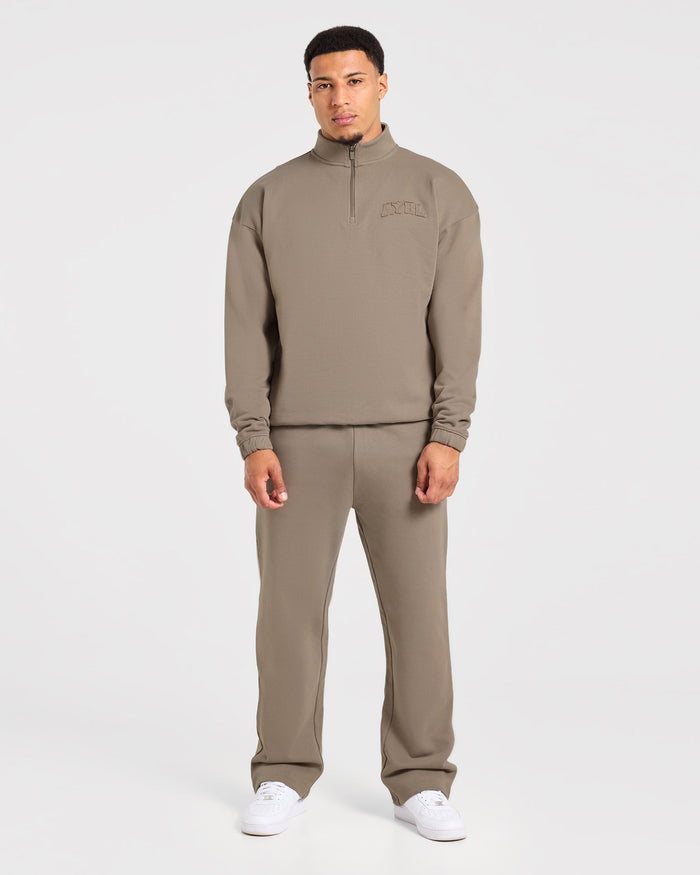 Effortless Oversized 1/4 Zip Pullover - Deep Ecru