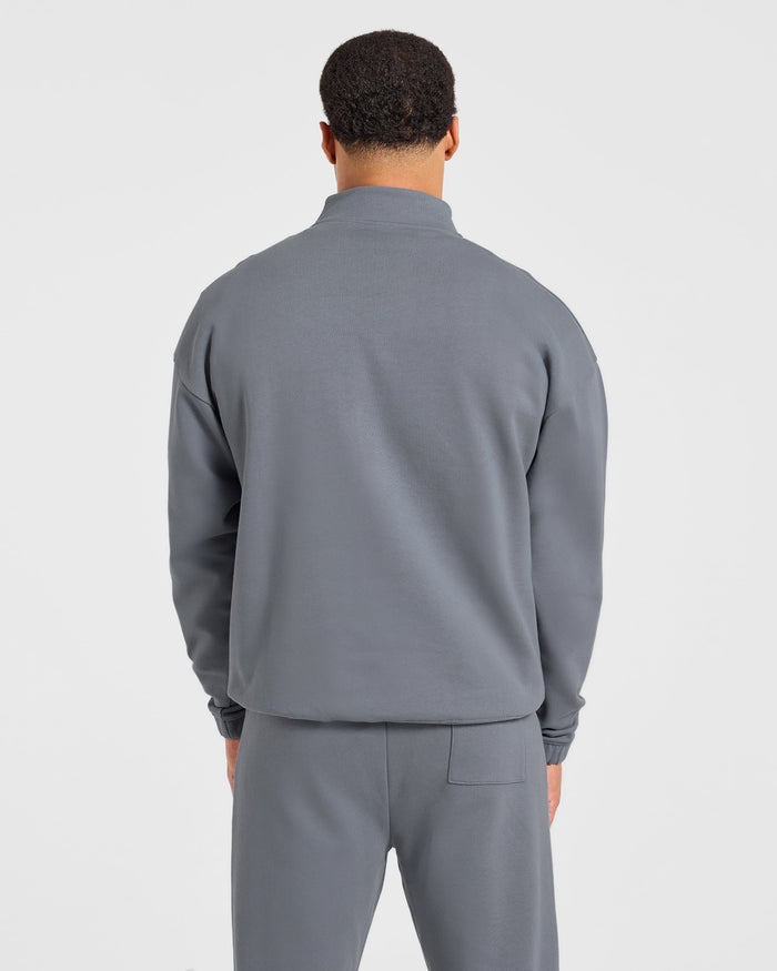 Effortless Oversized 1/4 Zip Pullover - Deep Slate