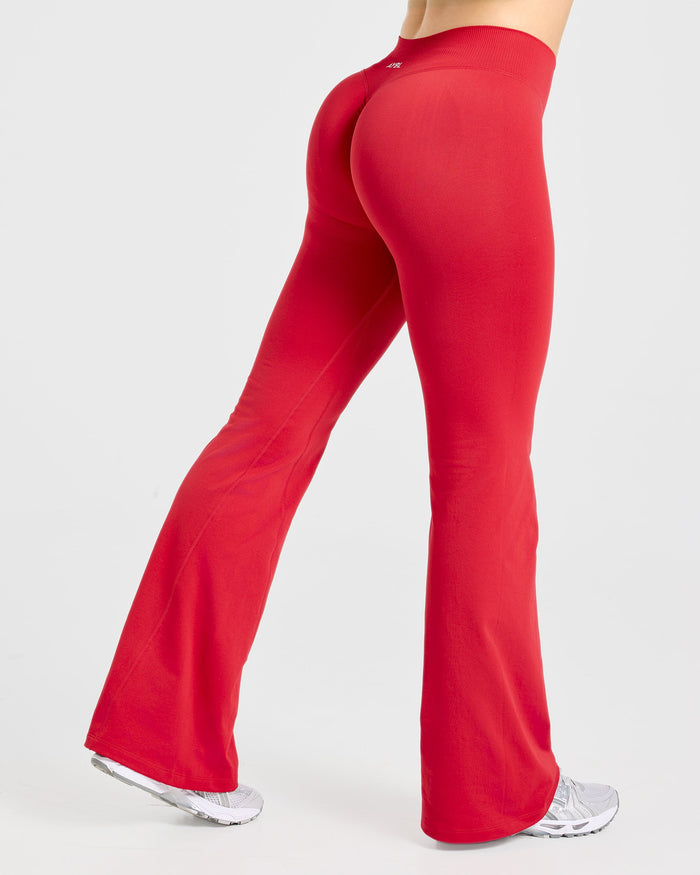 Enhance Seamless Flared Leggings - Red