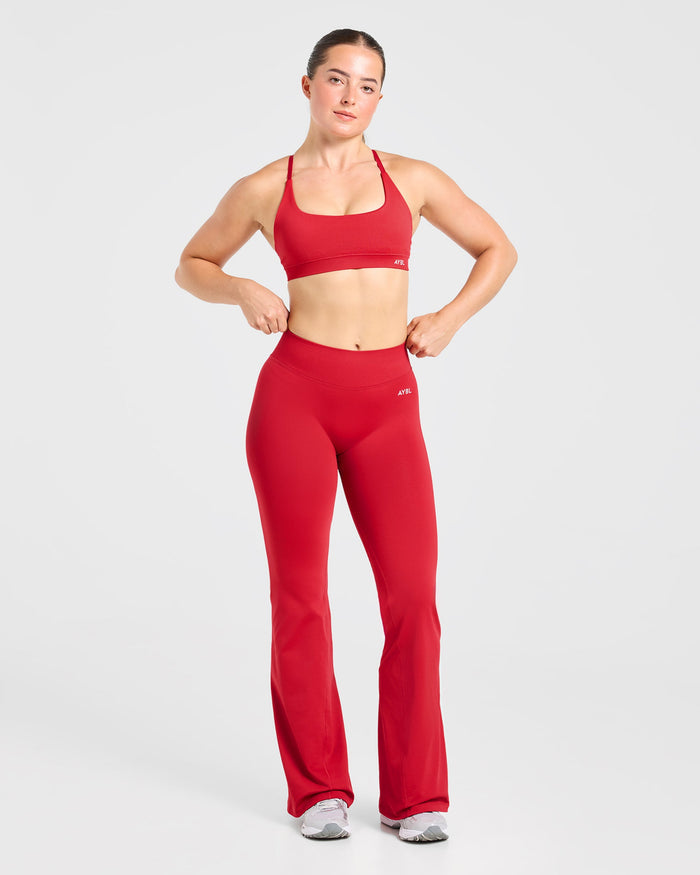 Enhance Seamless Flared Leggings - Red