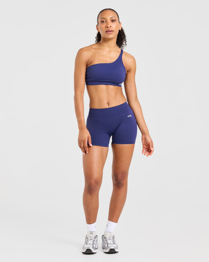 Enhance Seamless One Shoulder Sports Bra - Storm Blue