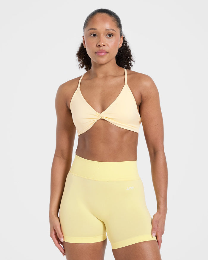 Essential Twist Crossback Sports Bra - Yellow