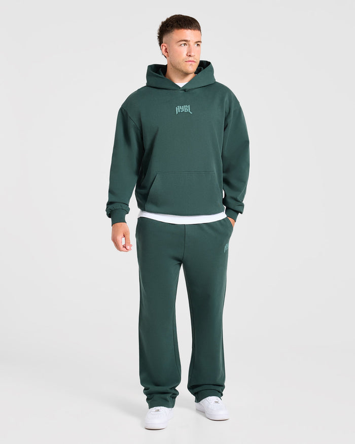 Heavy Lifting Gothic Oversized Straight Leg Joggers - Midnight Teal