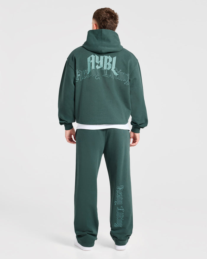 Heavy Lifting Gothic Oversized Straight Leg Joggers - Midnight Teal