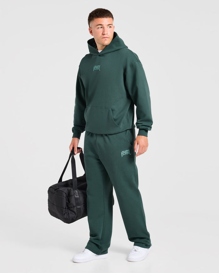 Heavy Lifting Gothic Oversized Straight Leg Joggers - Midnight Teal