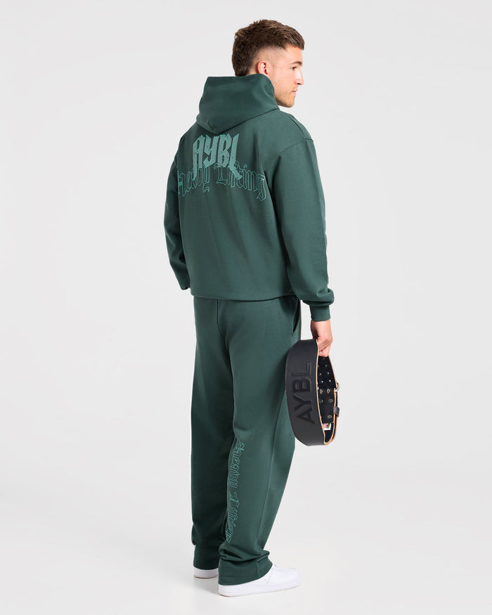 Heavy Lifting Gothic Oversized Straight Leg Joggers - Midnight Teal