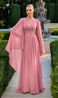 Dusty Rose Ladivine Long Formal Dress Cm8244