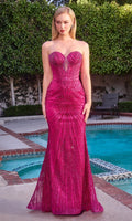 Magenta Ladivine Long Formal Dress J871-1