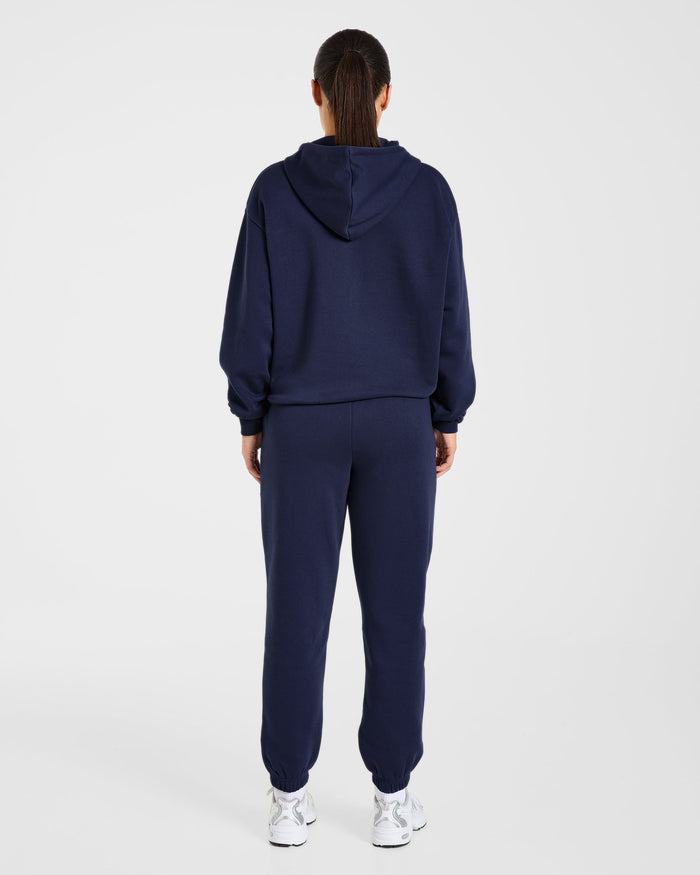 Lifestyle Oversized Zip Up Hoodie - Navy