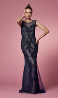 Navy Blue Nox Anabel Long Prom Dress E1006