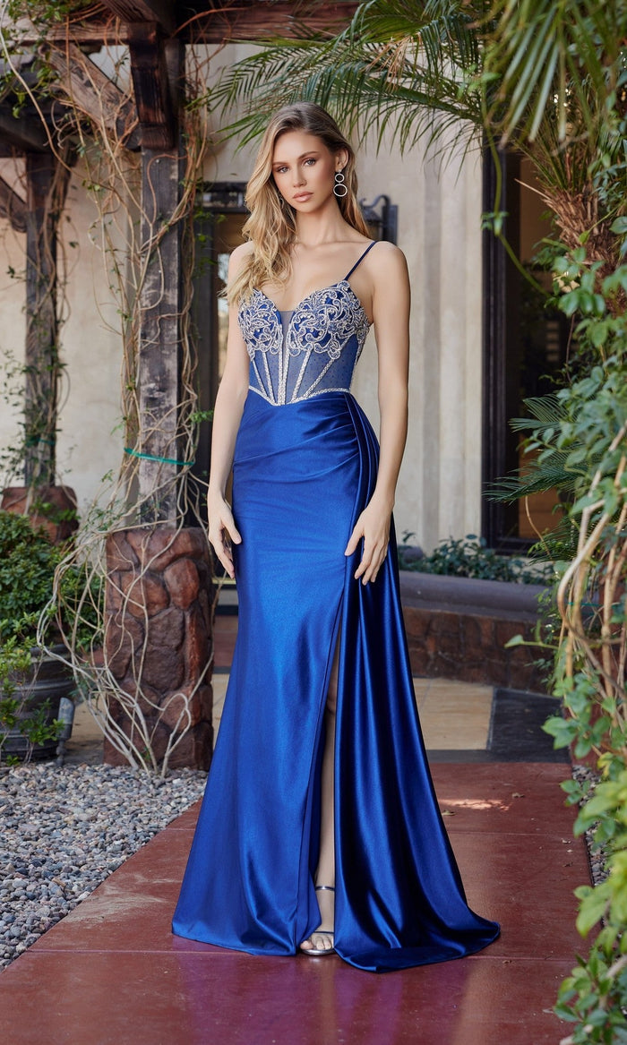 Navy Blue Nox Anabel Long Prom Dress g1788