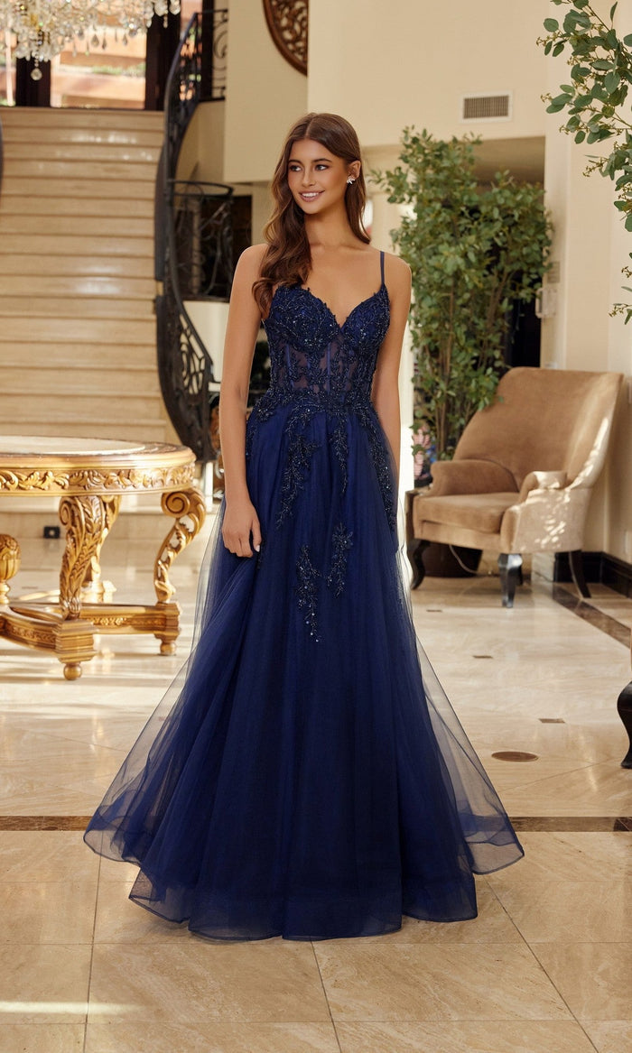 Navy Blue Nox Anabel Long Prom Dress q1778