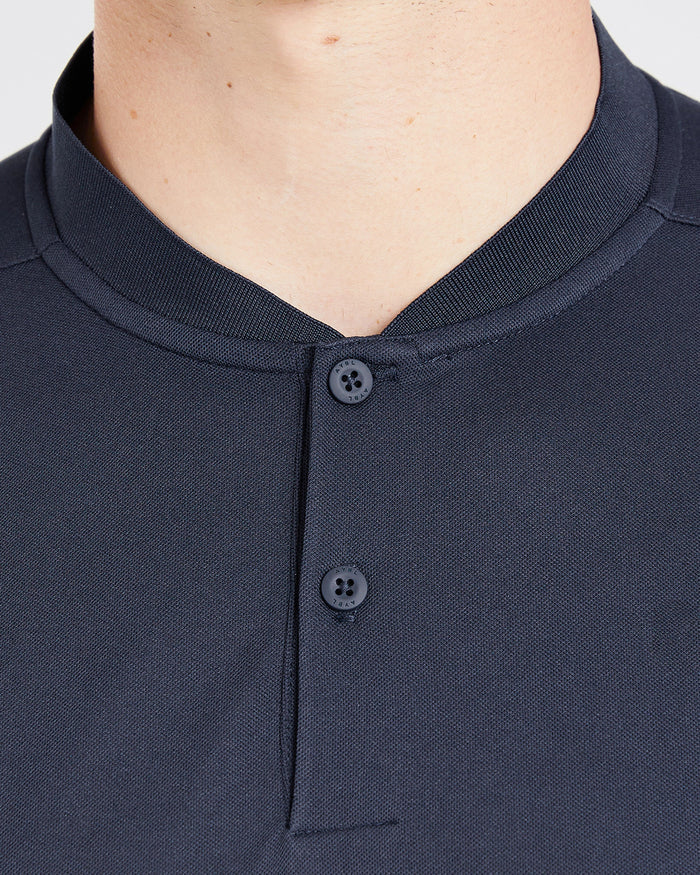 Performance Collarless Polo Shirt - Navy