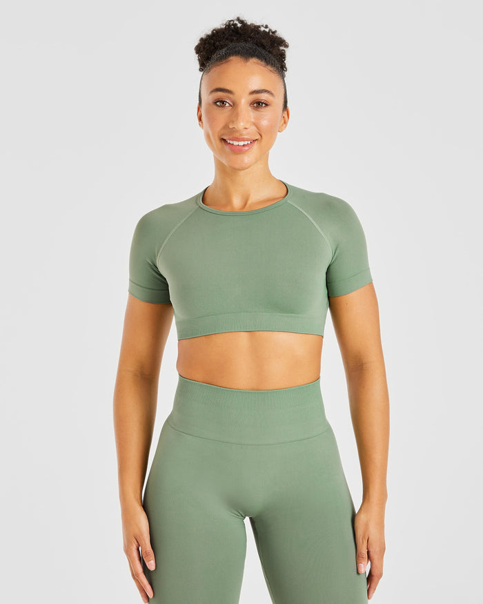 Power Seamless Crop Top - Olive