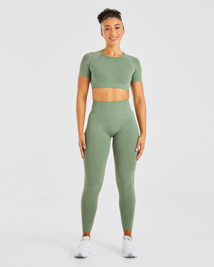 Power Seamless Crop Top - Olive