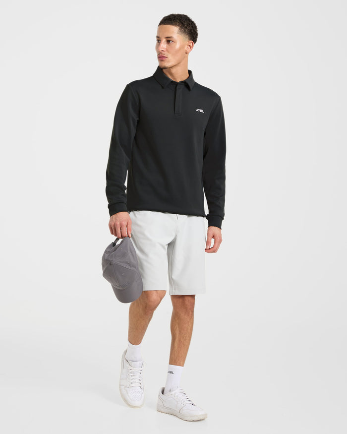 Precision Longsleeve Collared Pullover - Black