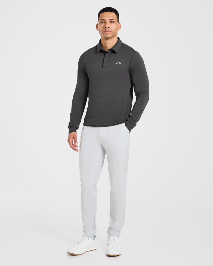 Precision Longsleeve Collared Pullover - Charcoal