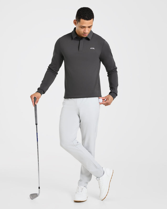 Precision Longsleeve Collared Pullover - Charcoal