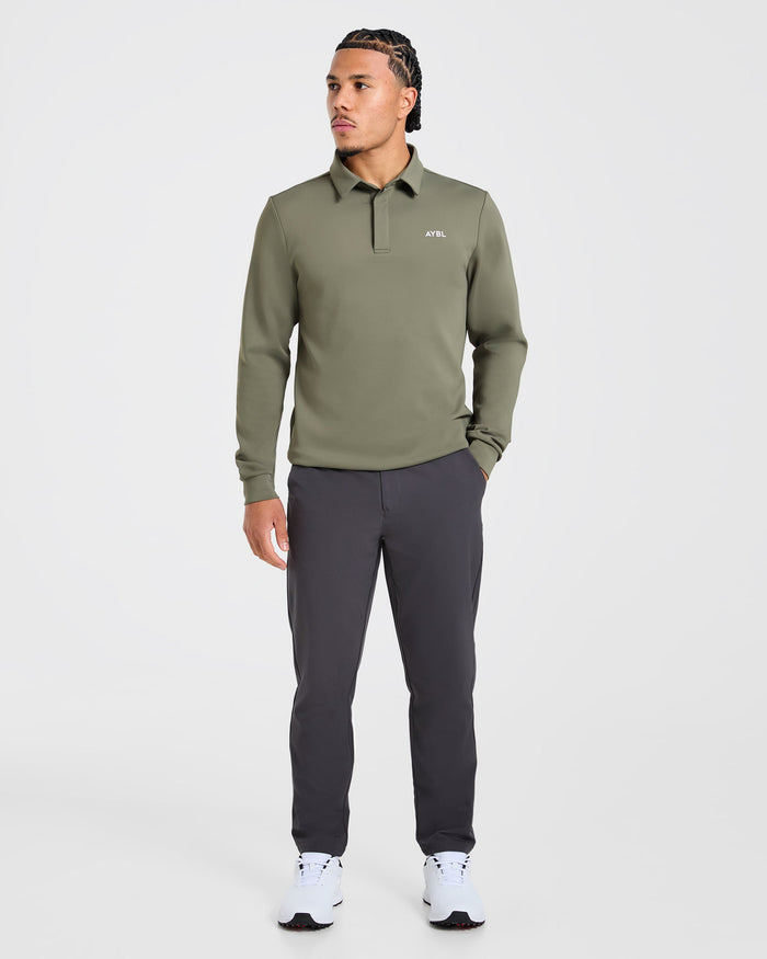 Precision Longsleeve Collared Pullover - Deep Sage