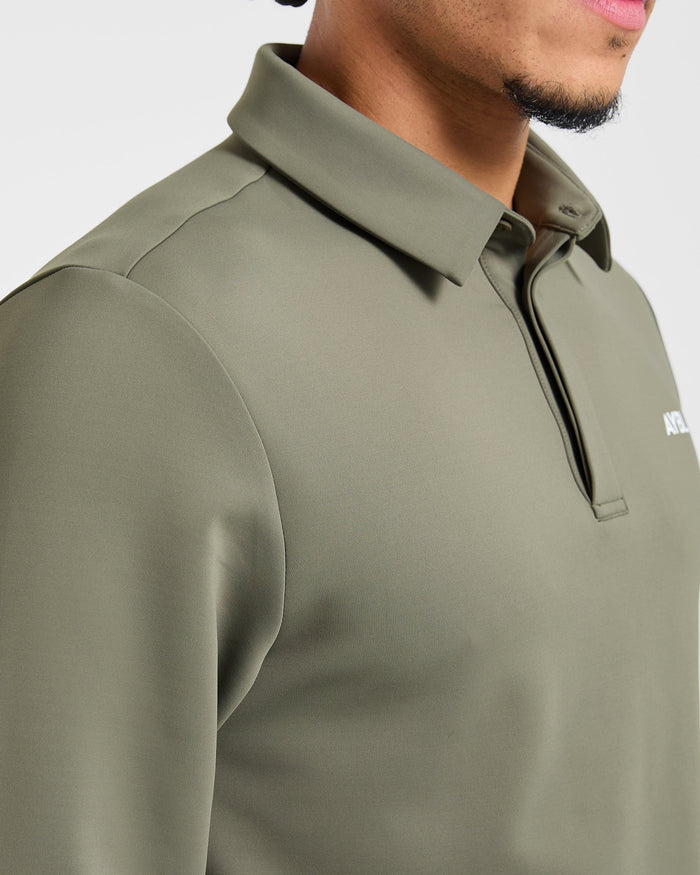 Precision Longsleeve Collared Pullover - Deep Sage