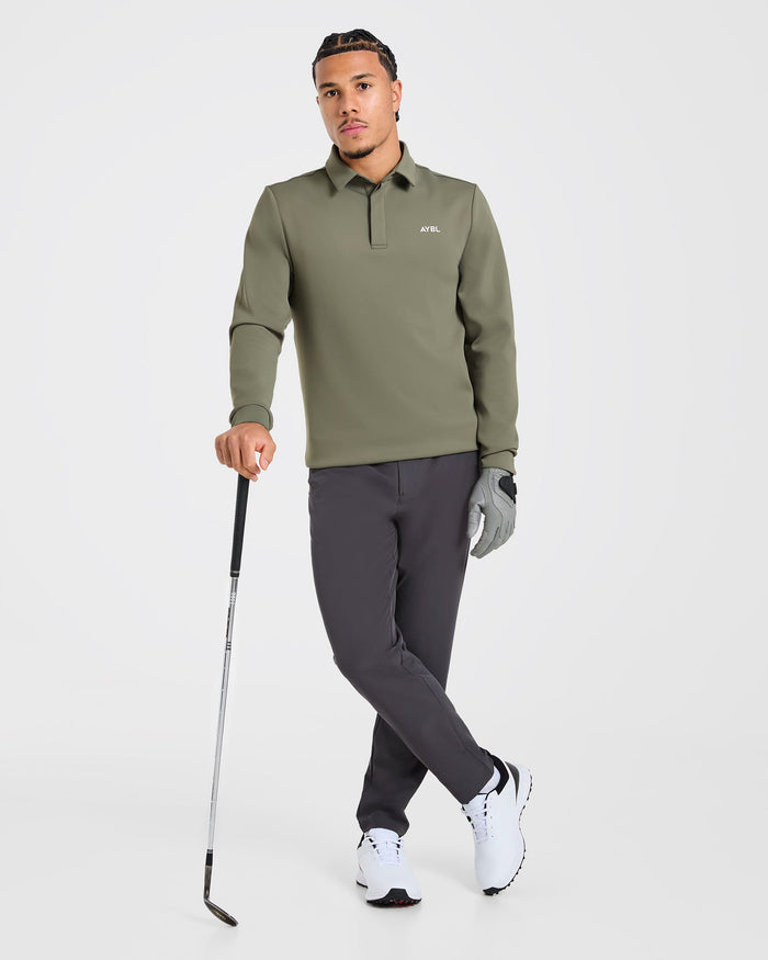 Precision Longsleeve Collared Pullover - Deep Sage